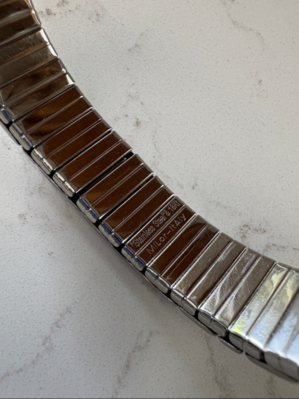 Milor Two-Tone Silver and Gold Stretch Bracelet 18 k - Picture 2 of 4